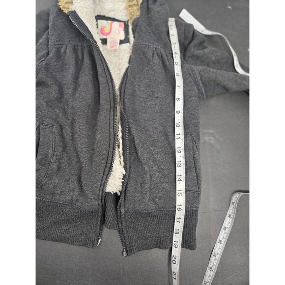 Vintage Op Girls Sherpa lined Hooded Jacket  small Gray broken‎ zipper - Picture 5 of 8